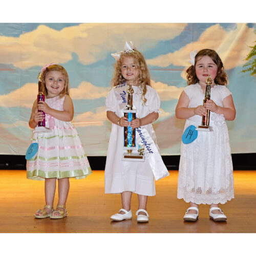 TINY MISS SPRINGFEST (Ages 2-3 years)   1st Alternate, Piper Kate Hudson; Tiny Miss Springfest, Kaycen Gammel;  2nd Alternate, Gracelynn Cosby.
